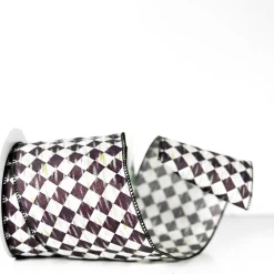 A&B Floral Antique Diamond Plaid Ribbon, 4" x 10yd.