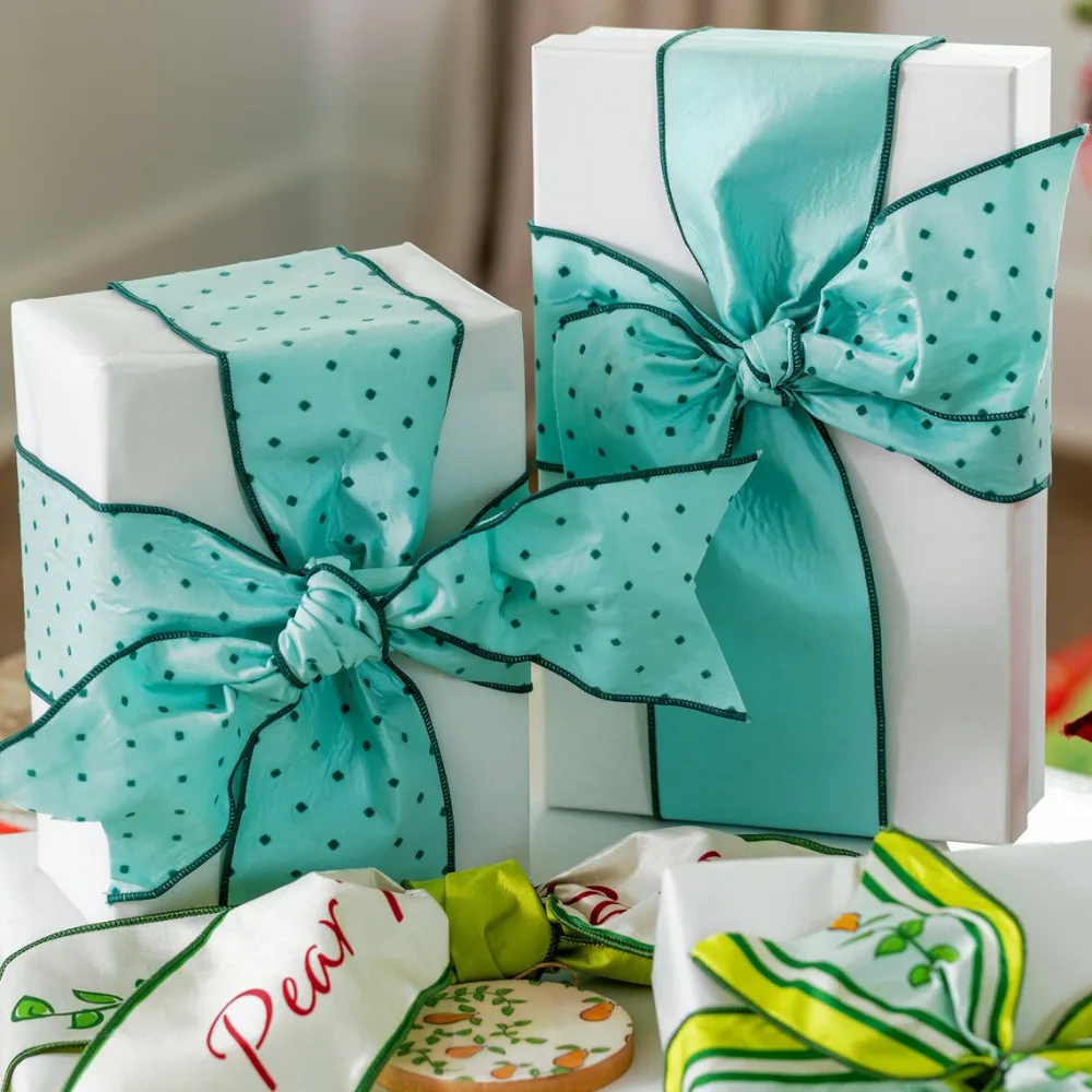 Park Hill Aqua Swiss Dot Ribbon, 4" X 10YD