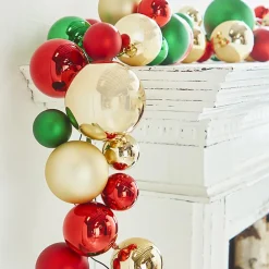 RAZ Ball Garland in Red, Green and Gold, 4'