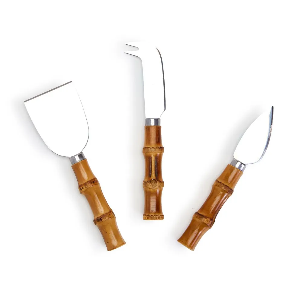 Two's Company Bamboo Handle Cheese Knives Set