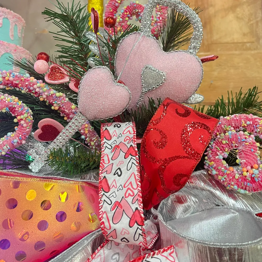 Liberty Floral Barbie Style Pink Bling Heart Lock & Key Spray