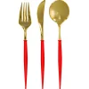 Sophistiplate Bella Cutlery, Gold & Red