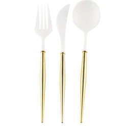 Sophistiplate Bella Cutlery, White & Gold