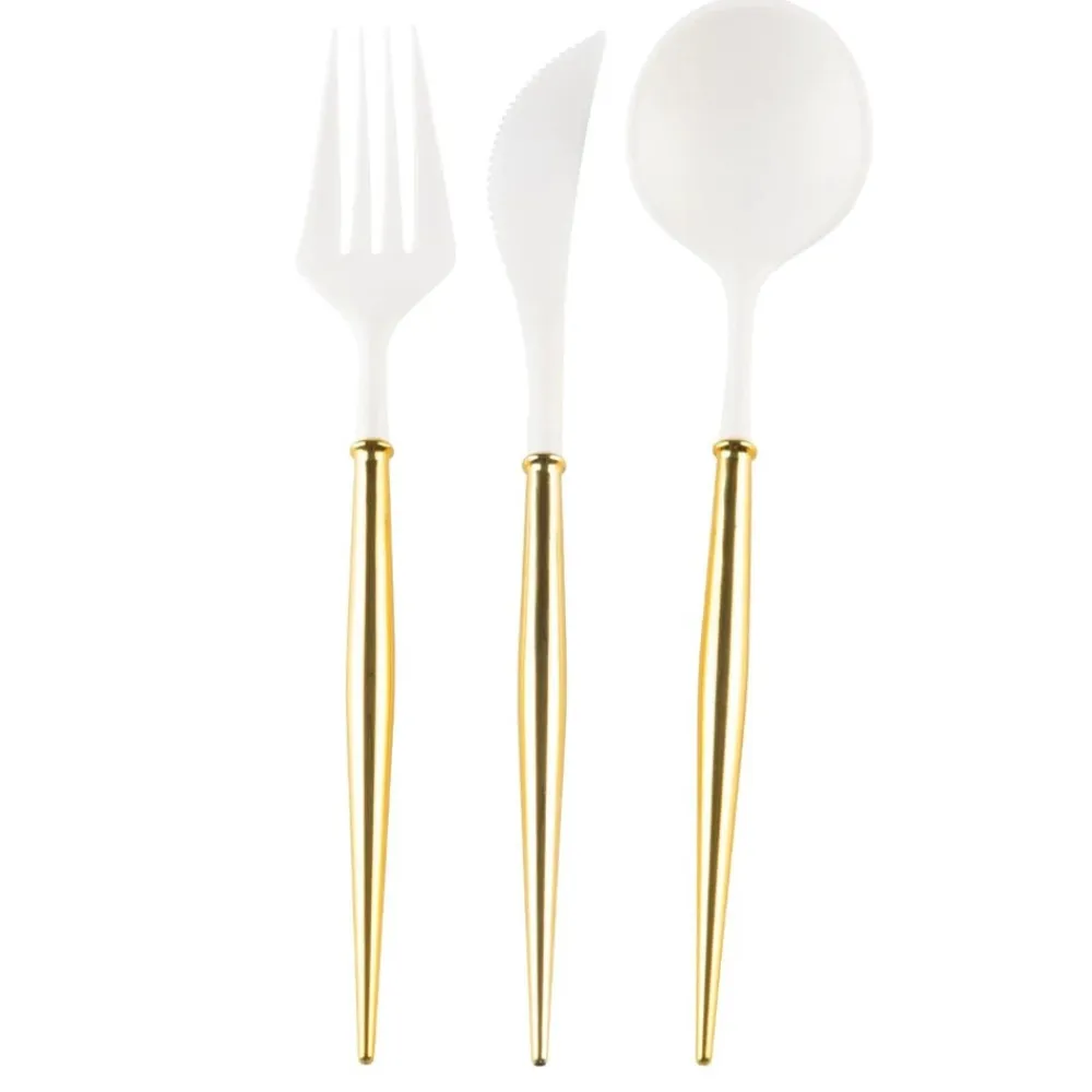 Sophistiplate Bella Cutlery, White & Gold