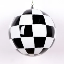 Farrisilk Black and White Check Ornament, 5"