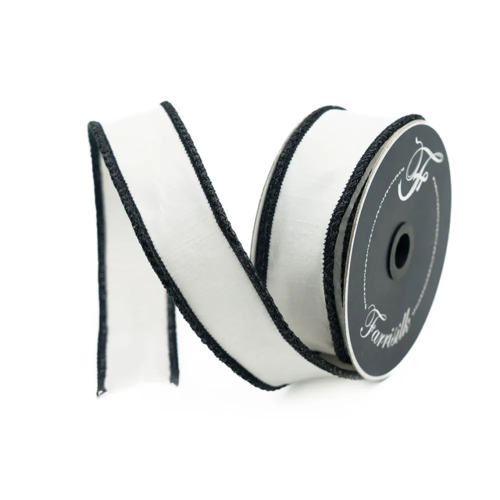 Farrisilk Black and White Luster Cord Ribbon, 1.5" X 10YD
