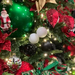 Farrisilk Black and White Matte and Shiny Ball Garland, 10'