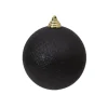 Farrisilk Black Glitter Ball Ornament, 4"