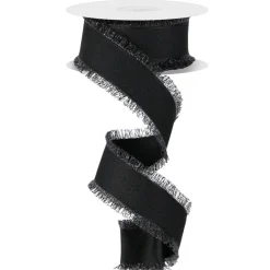 Craig Bachman Black Grosgrain Fuzzy Edge Ribbon, 1.5" X 10YD