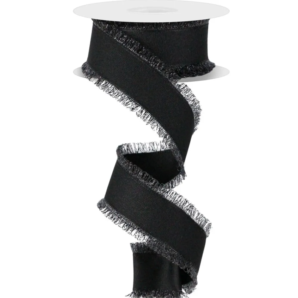Craig Bachman Black Grosgrain Fuzzy Edge Ribbon, 1.5" X 10YD