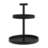 Creative Coop Black Mango Wood 2-Tier Tray with Handle