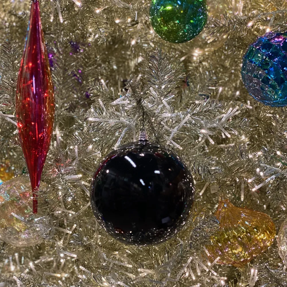 Farrisilk Black Shiny Ball Ornament, 4"