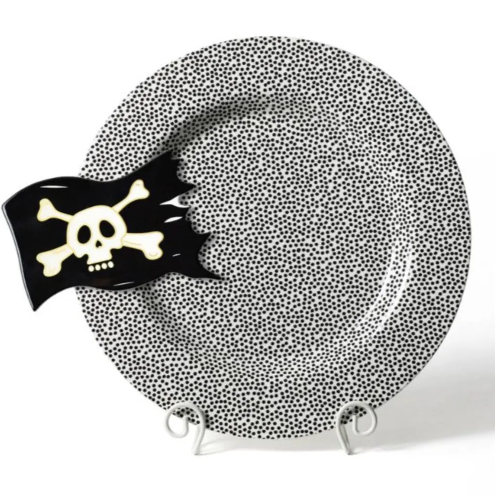 Happy Everything Black Small Dot Big Round Entertaining Platter by !
