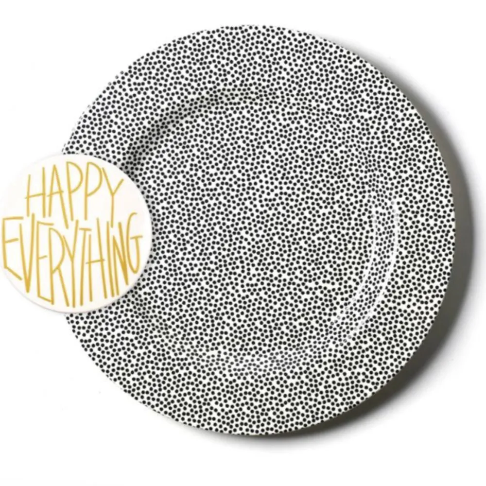 Happy Everything Black Small Dot Big Round Entertaining Platter by !