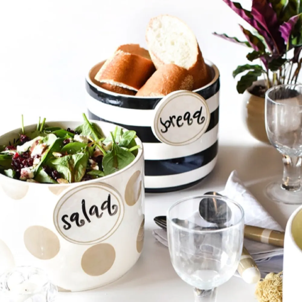 Happy Everything Black Stripe Mini Bowl by !