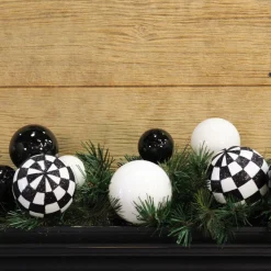 Farrisilk Black & White Check Ball Garland, 10'