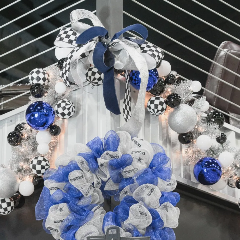 Farrisilk Black & White Check Ball Garland, 10'