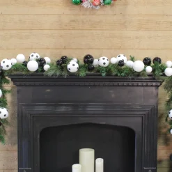 Farrisilk 10' Black & White Polka Dot Ball Garland