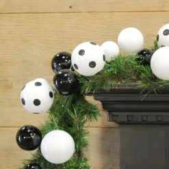 Farrisilk 10' Black & White Polka Dot Ball Garland