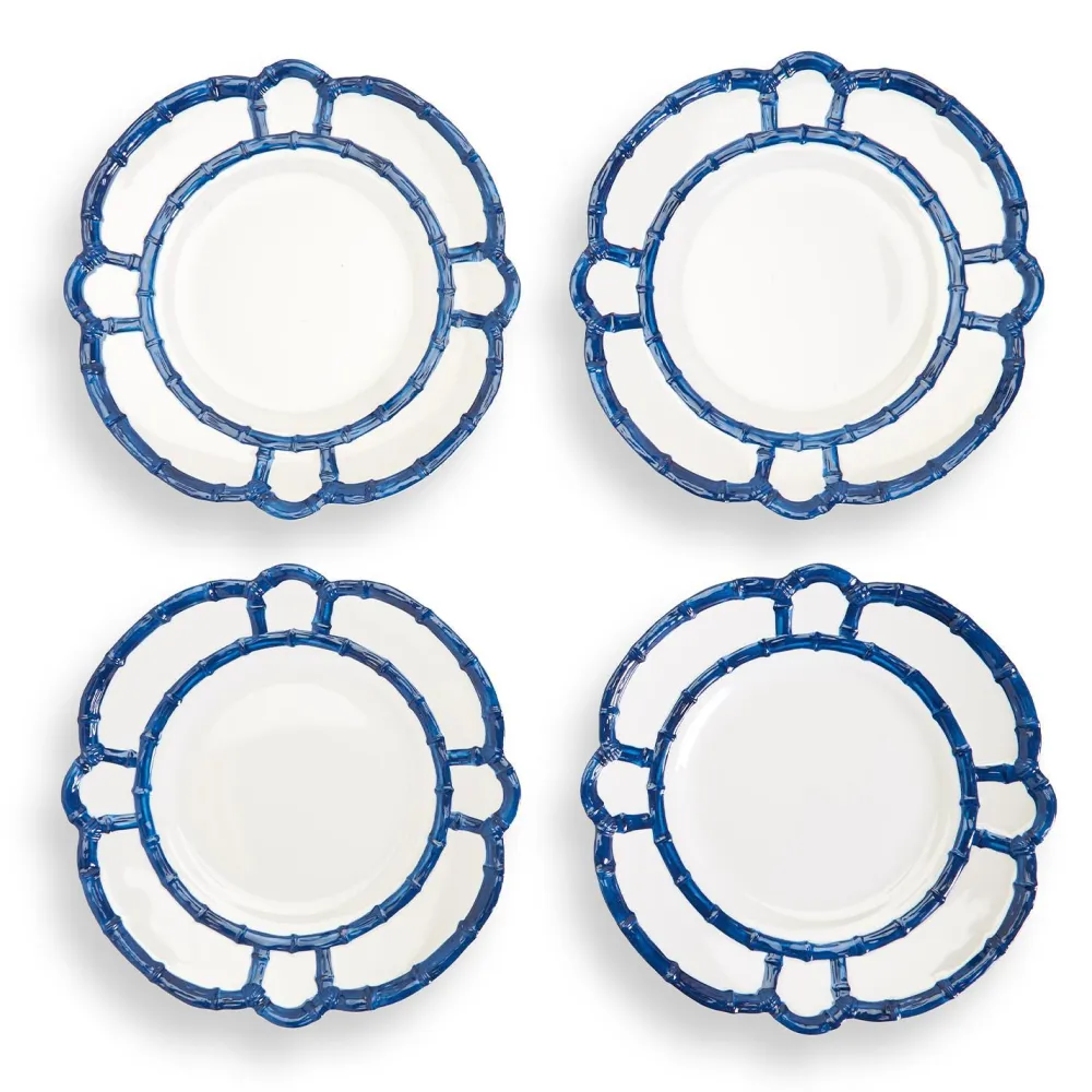 Two's Company Blue Bamboo Touch Dinner Plate Set