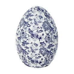 Two's Company Blue Floral Paper-Mâché Egg