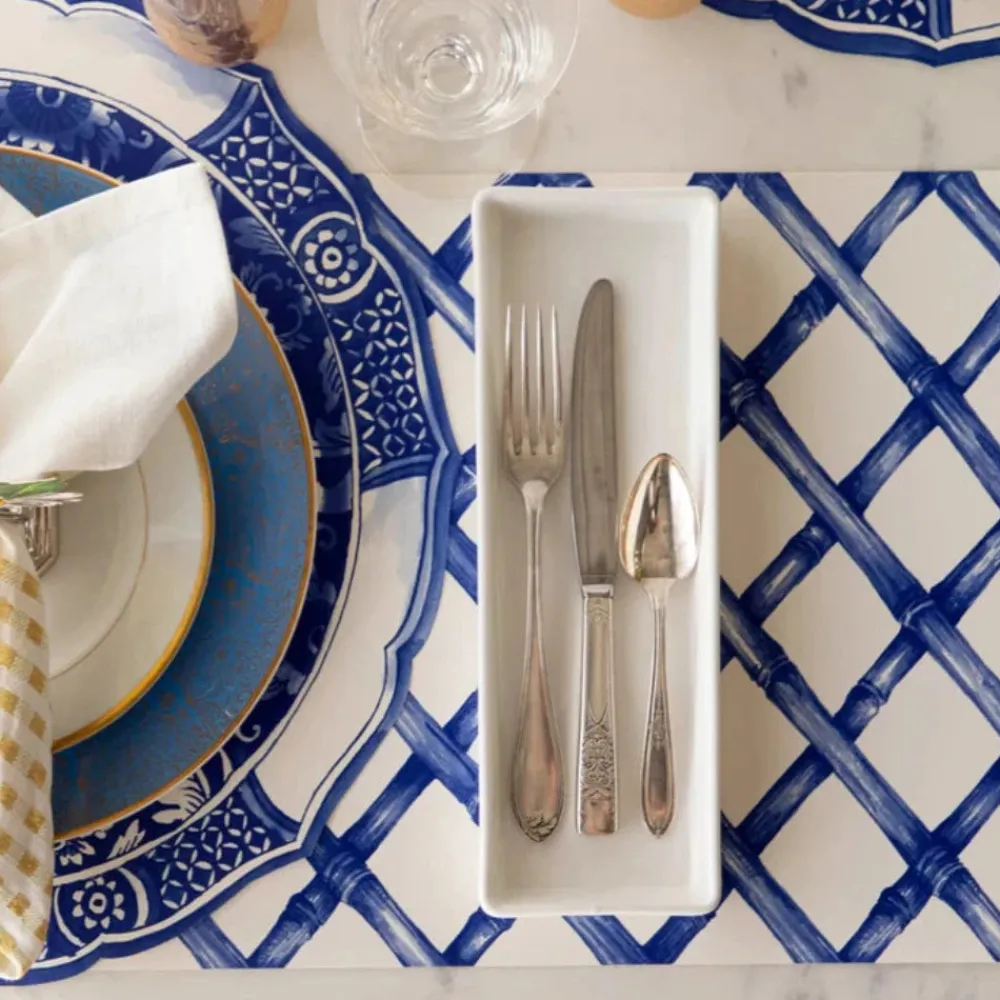 Hester & Cook Blue Lattice Placemat Set
