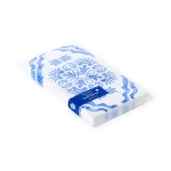 Two's Company Blue Tile Block Dinner Napkin Set