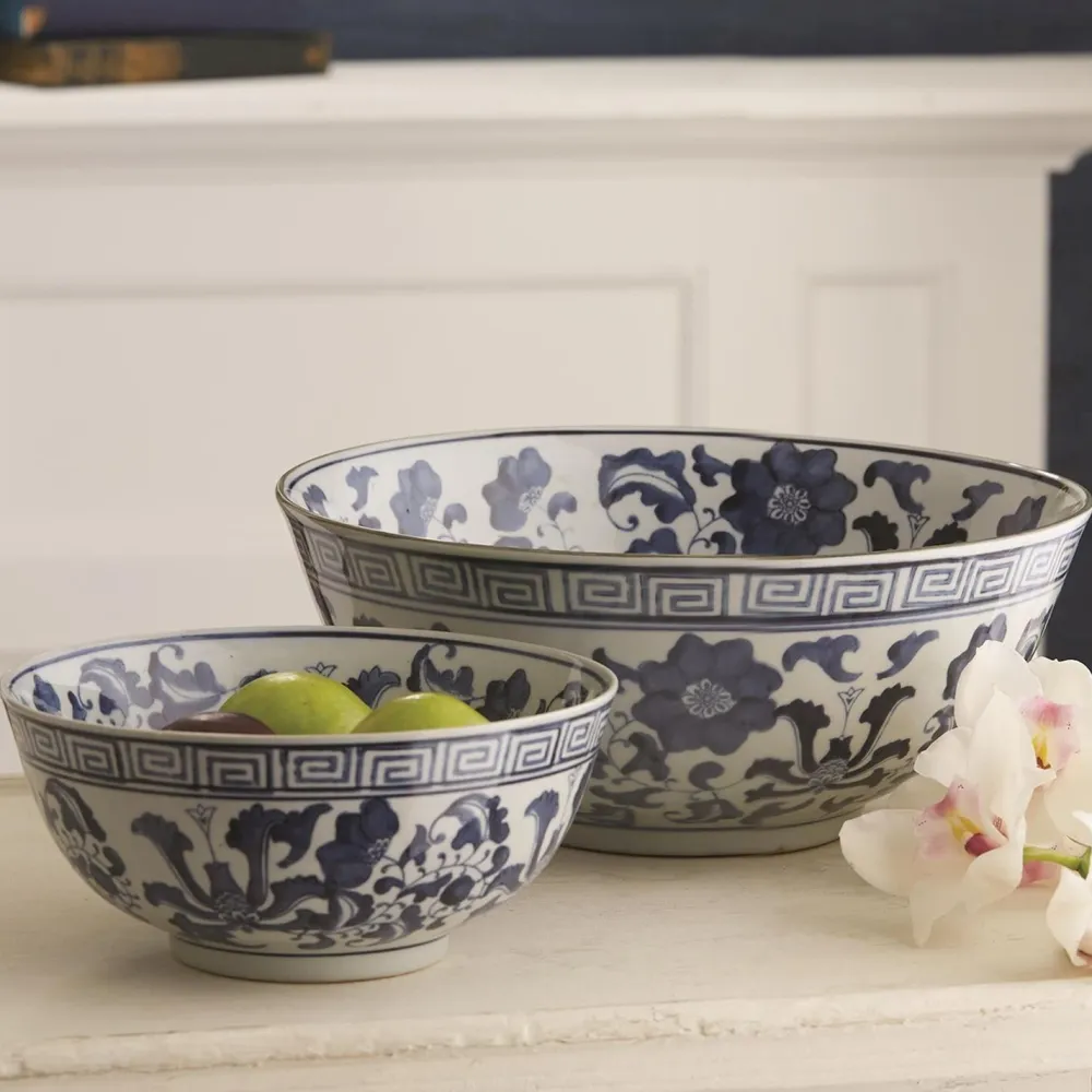 Two's Company Blue & White Lotus Flower Bowl