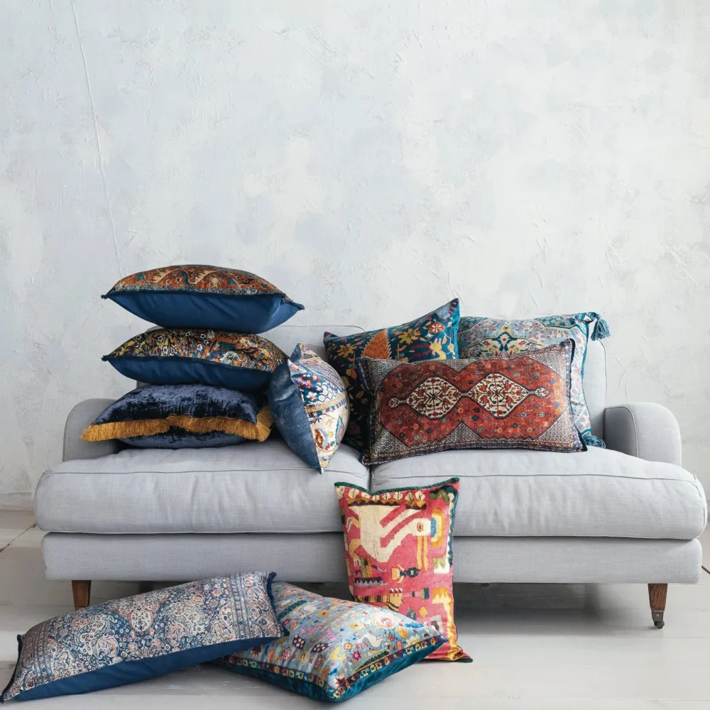 Creative Coop Bohemian Vintage Carpet Pattern Pillow
