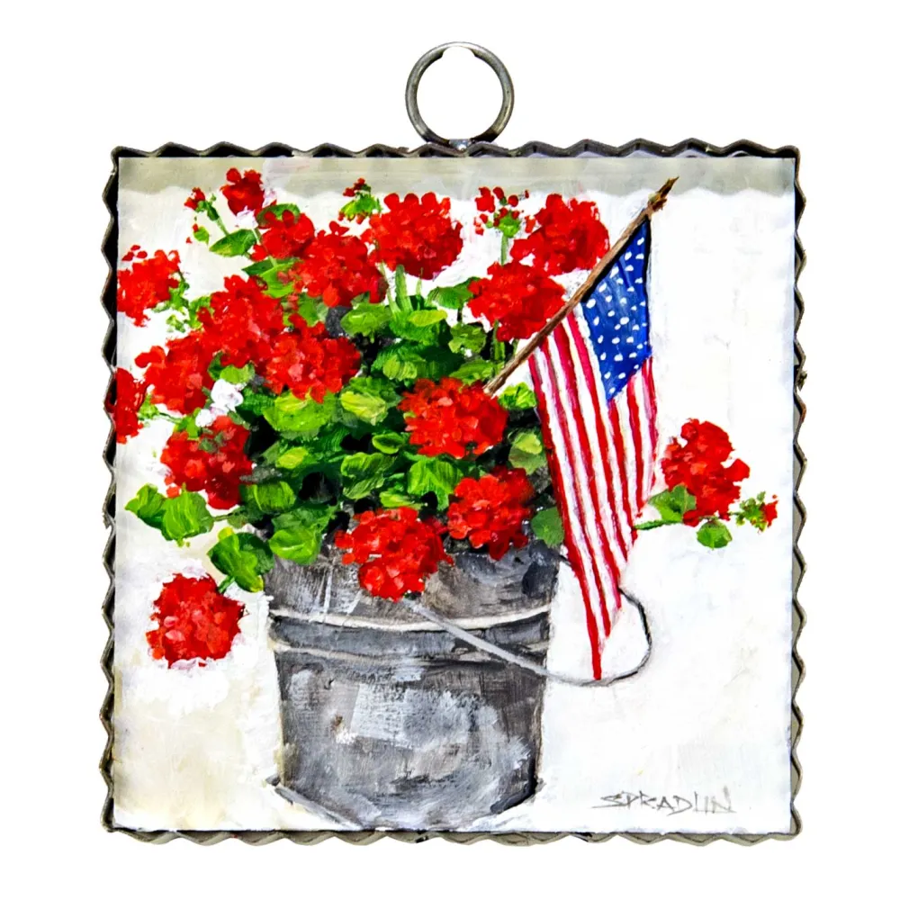 The Round Top Collection Bucket of Geraniums Mini Gallery Art