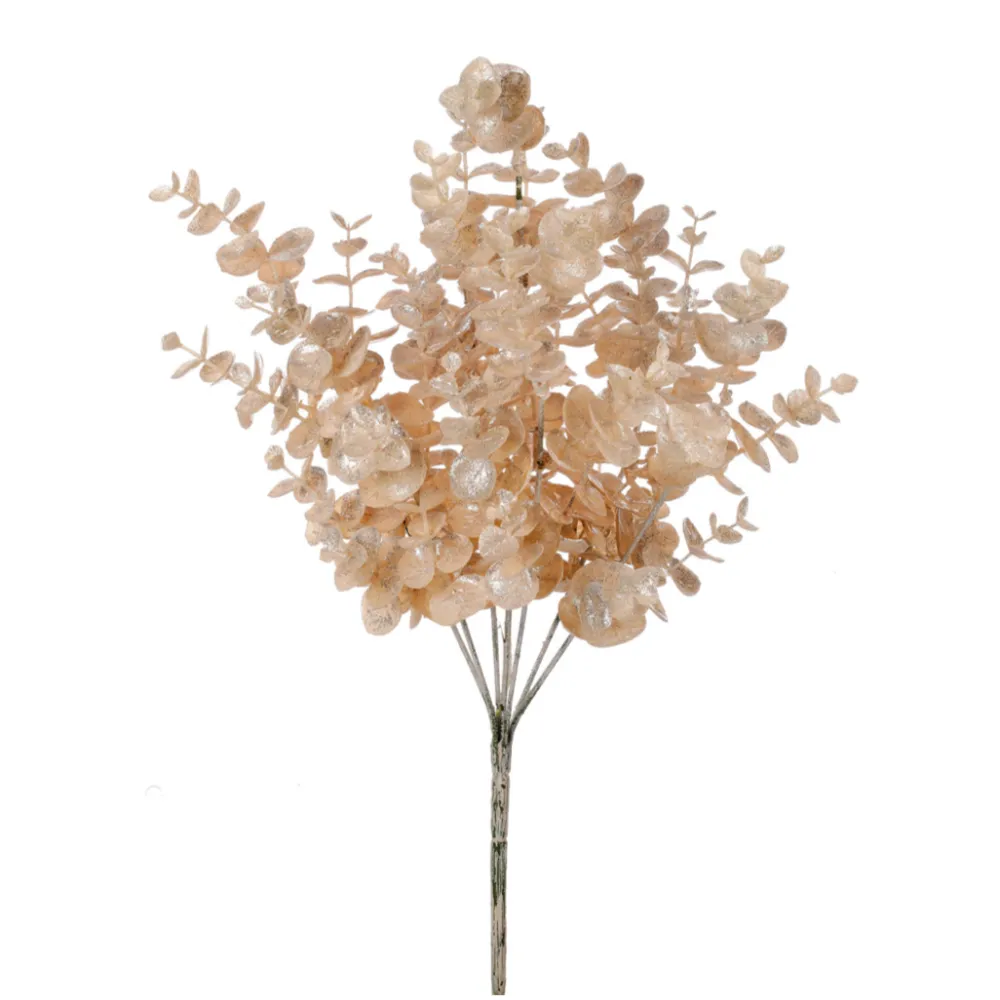 Regency Champagne Glitter Metallic Eucalyptus Spray