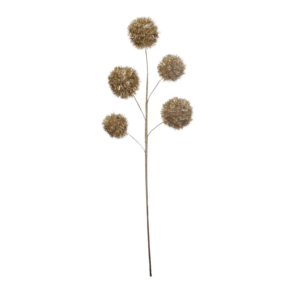 Creative Coop Champagne Tinsel Ball Pick