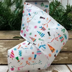 D. Stevens Cheerful Snowman Ribbon, 4” X 10YD