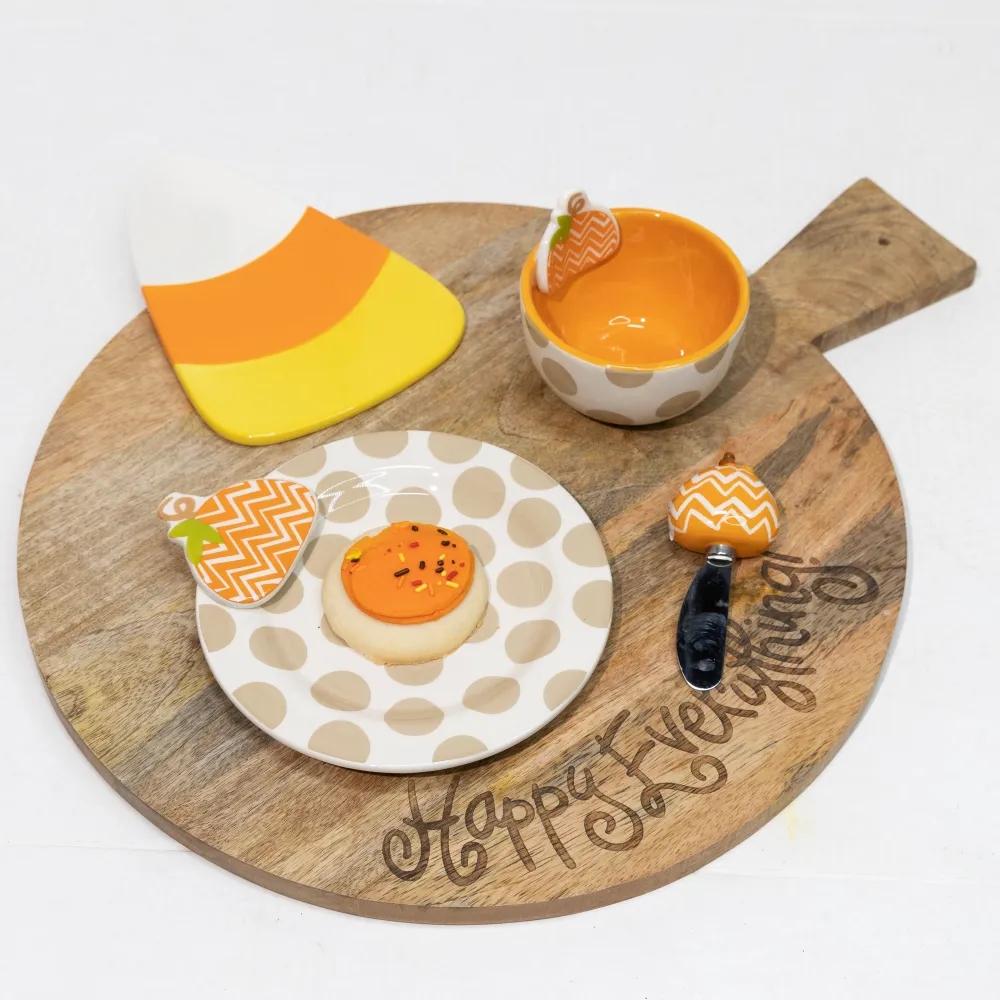 Happy Everything Chevron Pumpkin Appetizer Spreader by !