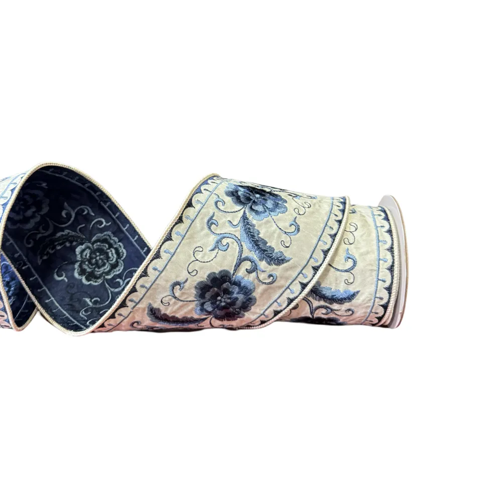 Park Hill Chinoiserie Peony Ribbon, 4" X 5YD