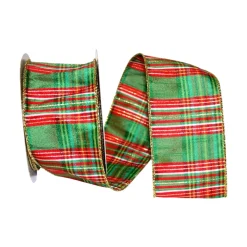 Reliant Ribbon Christmas Dupioni Plaid Ribbon, 2.5" X 10YD