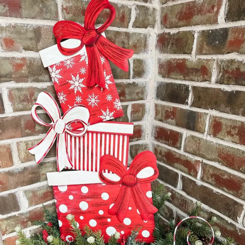 The Round Top Collection Classic Red & White Gift Topiary, Medium