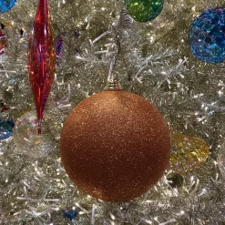 Farrisilk Copper Glitter Ball Ornament, 4"