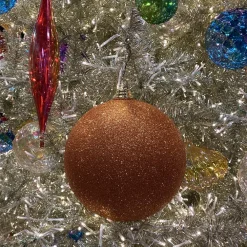 Farrisilk Copper Glitter Ball Ornament, 6"