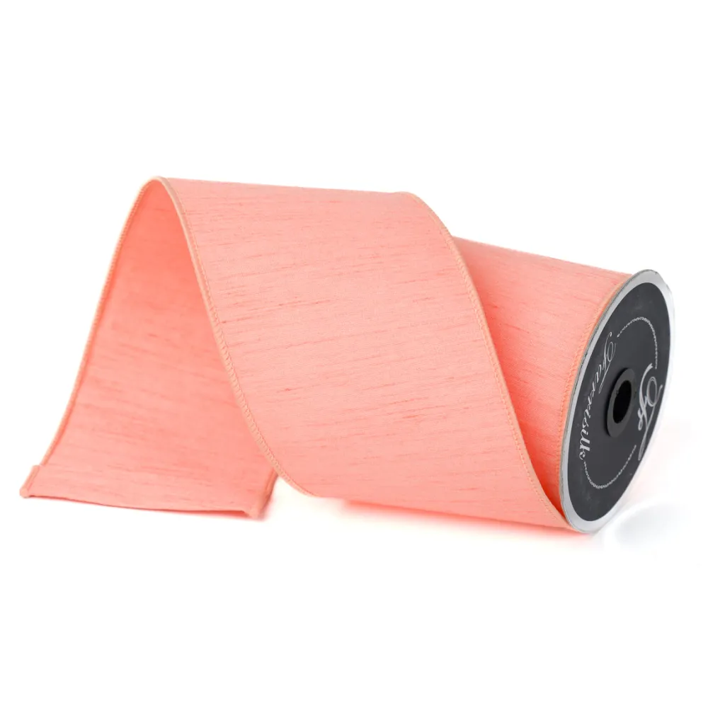Farrisilk Coral Dupion Ribbon, 4" X 10YD