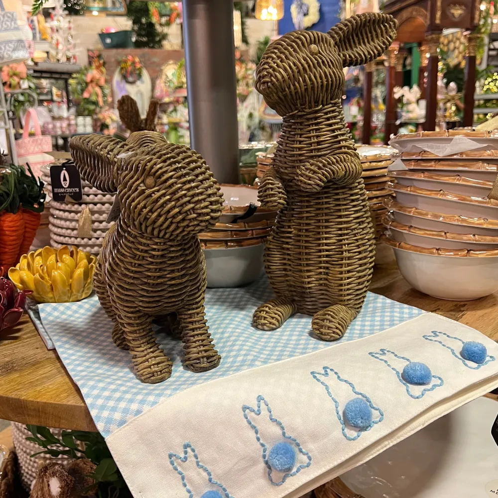 Two's Company Cottontail Table Runner with Bunny Pom Pom