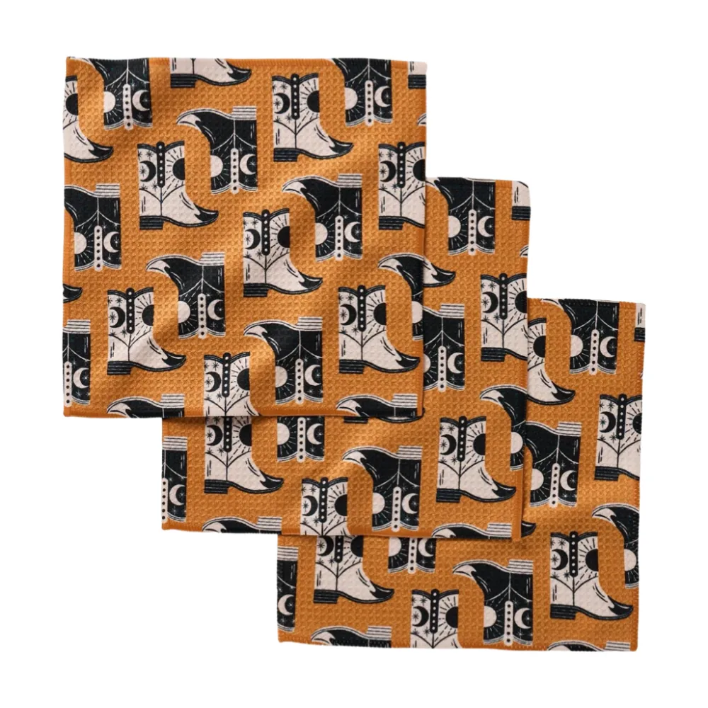Geometry Cowboy Boots Dishcloth Set