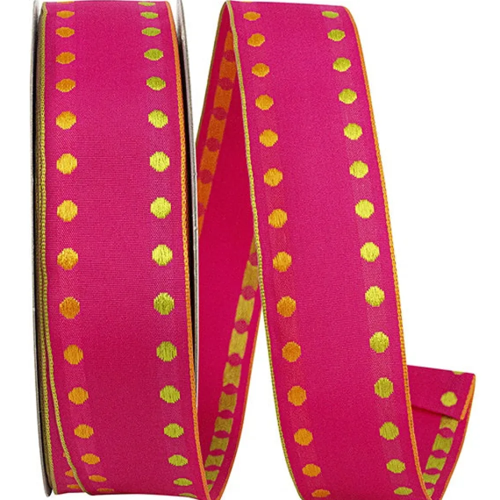 Reliant Ribbon Dots Delight Europa Fuchsia Ribbon, 1.5" X 10YD