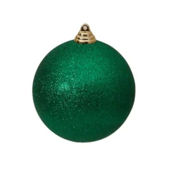 Farrisilk Emerald Green Glitter Ball Ornament, 8"