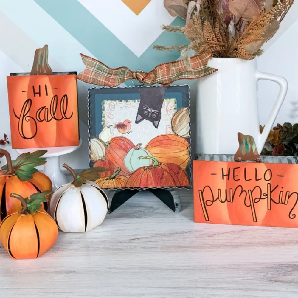 The Round Top Collection Fall & Halloween Reversible Pumpkin Sitter