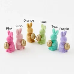 180 Degrees Flocked Bunny with Gold Egg