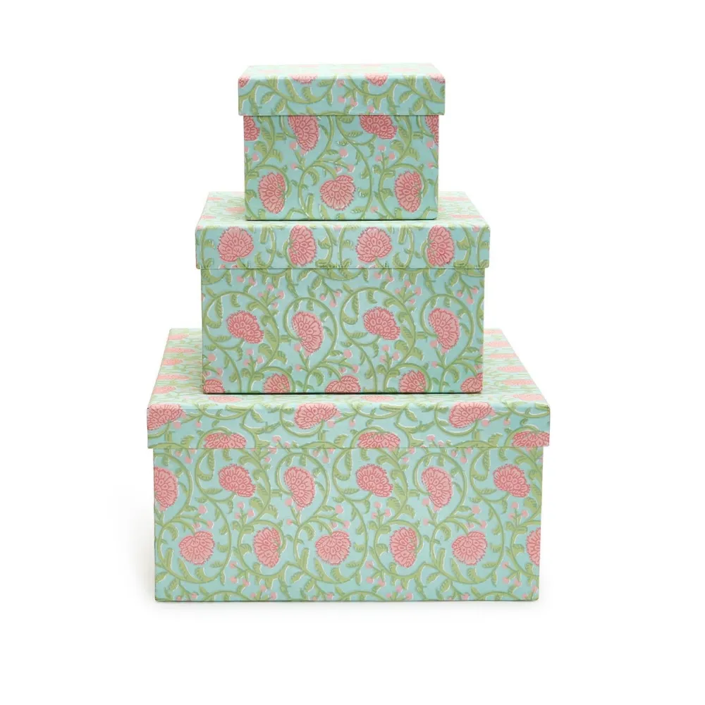 Two's Company Floral Block Print Nesting Boxes