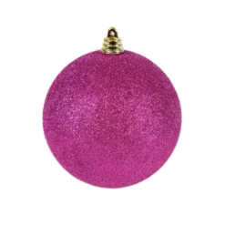 Farrisilk Fuchsia Glitter Ball Ornament, 6"