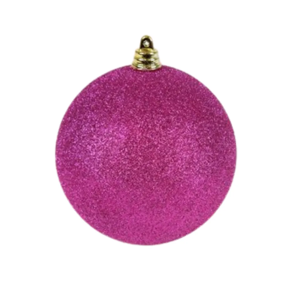 Farrisilk Fuchsia Glitter Ball Ornament, 6"
