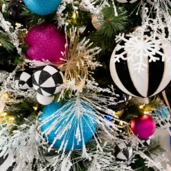 Farrisilk Fuchsia Glitter Ball Ornament, 6